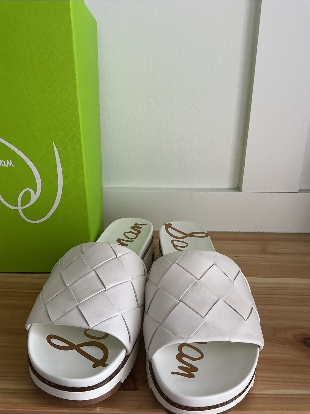Sam Edelman White Woven Slide Sandals - Picture 2 of 5